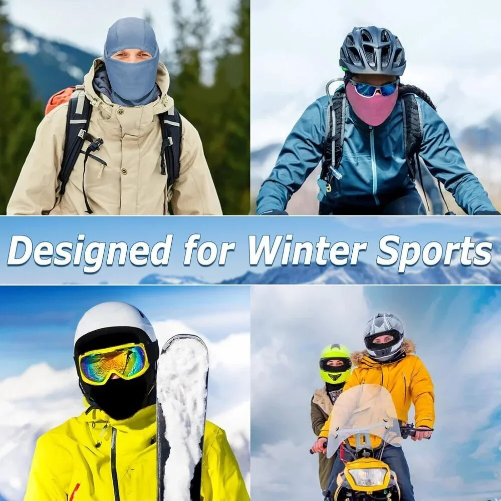 Women's Light Grey Balaclava Mask Warm Windproof Lightweight Winter Face Mask